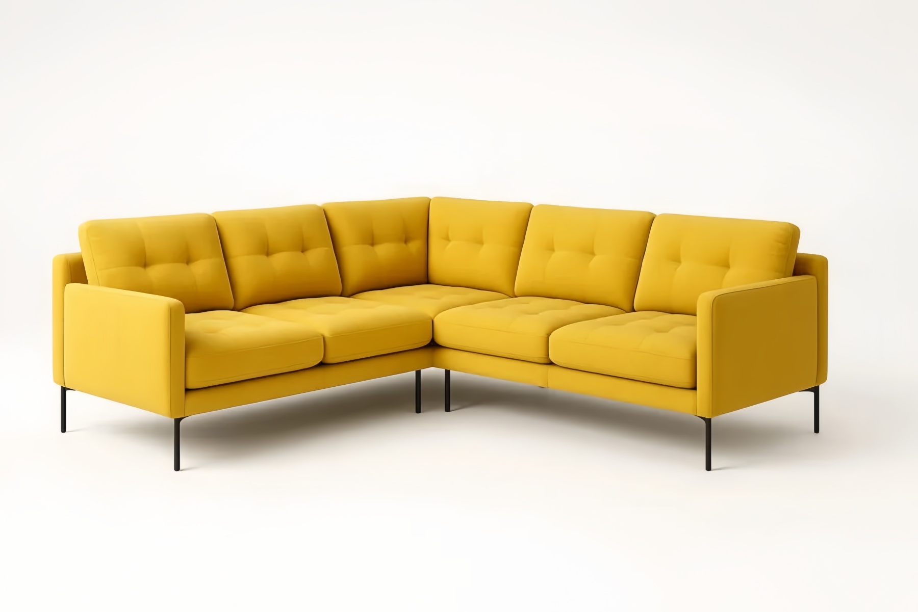 Divano Angolare in Tessuto L-Shape Giallo