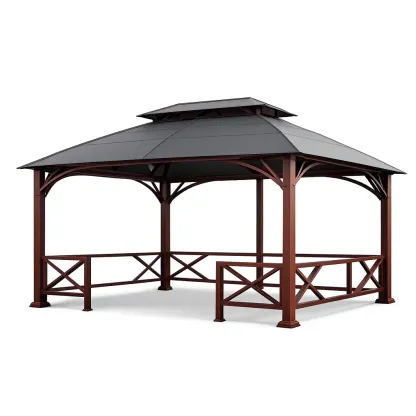 Pavillon de jardin en métal avec toit en polycarbonate noir-Mobexaro