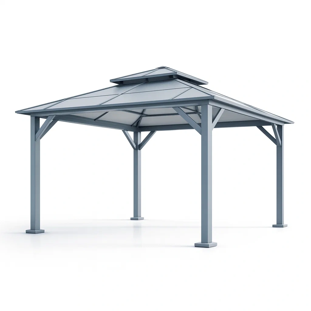 Pavillon de jardin en acier et polycarbonate 300x300x270 cm-Mobexaro