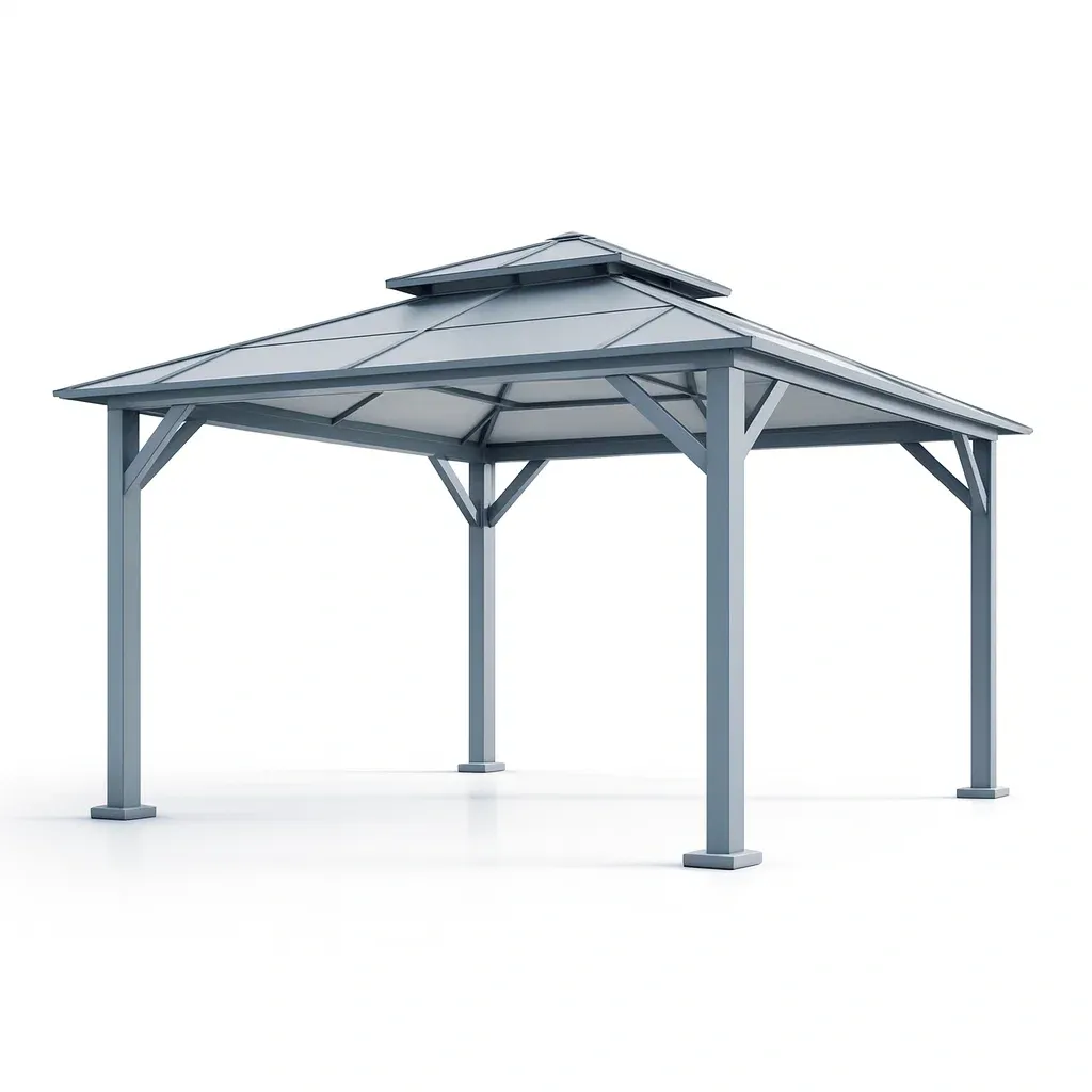 Pavillon de jardin en acier et polycarbonate 300x300x270 cm-Mobexaro