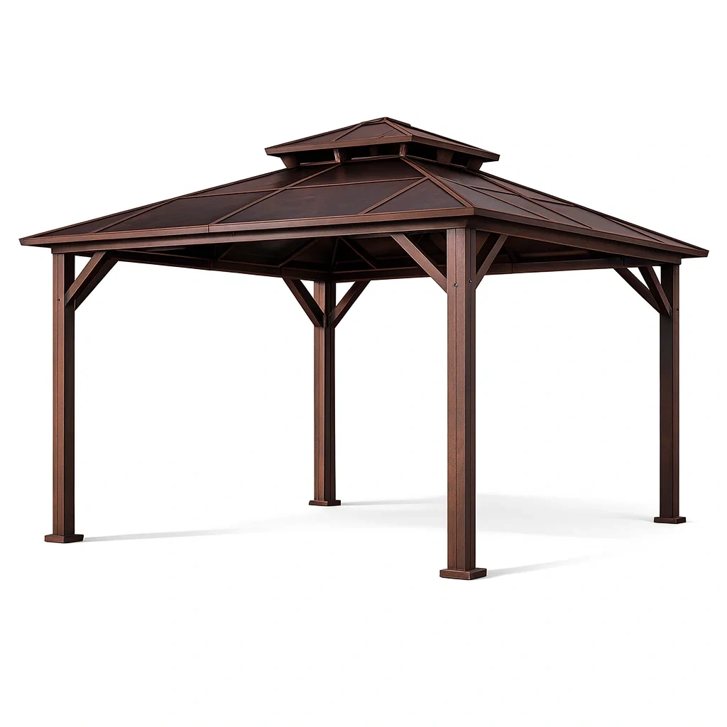 Pavillon en métal avec toit en polycarbonate brun-Mobexaro