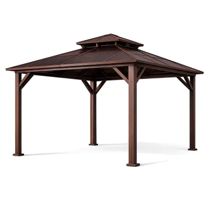 Pavillon en métal avec toit en polycarbonate brun-Mobexaro