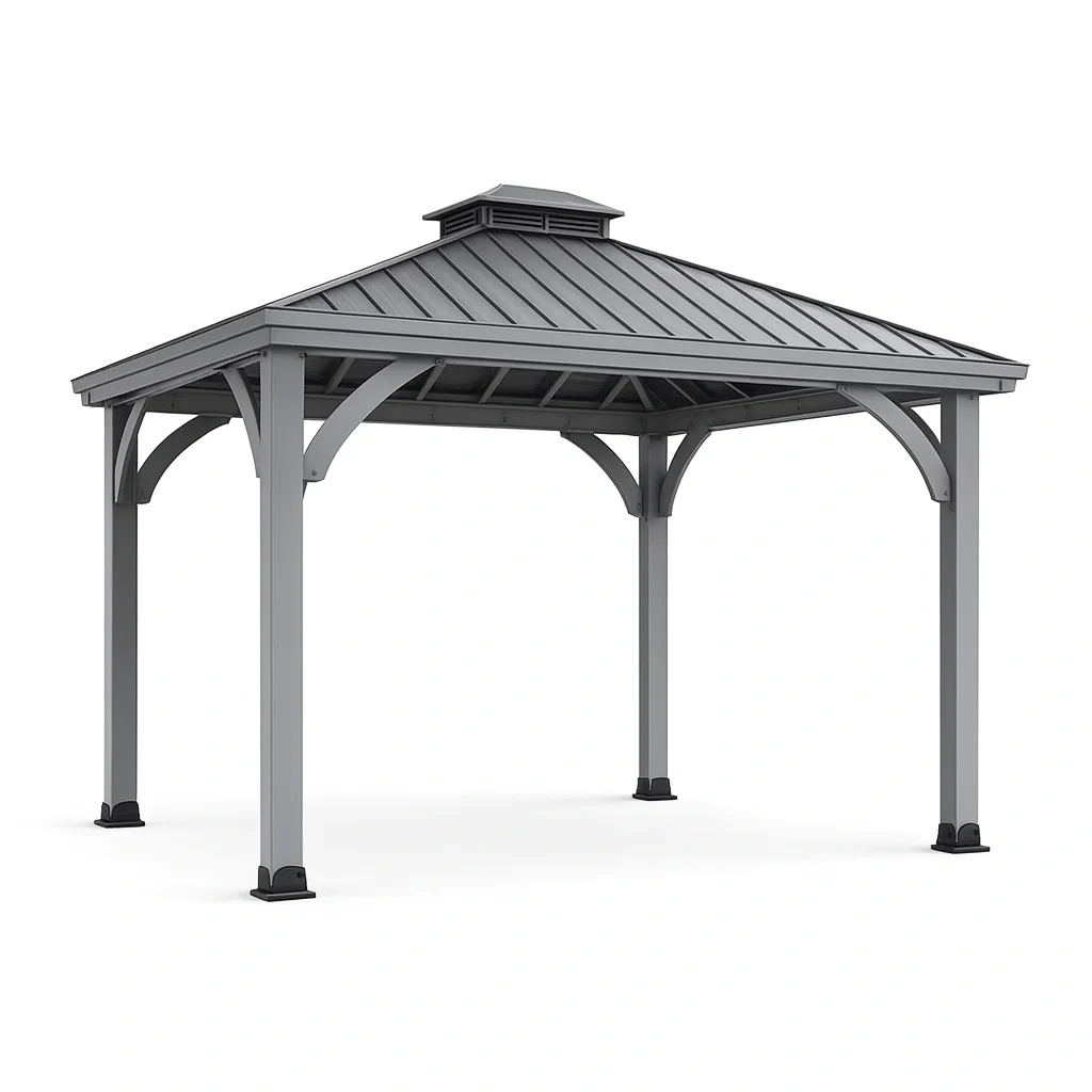 Pavillon de jardin en aluminium gris-Mobexaro