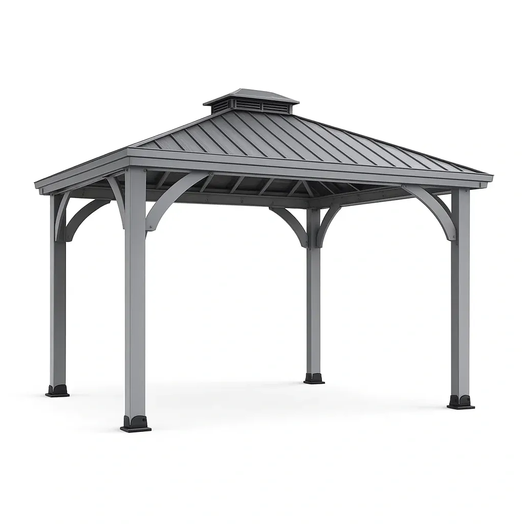 Pavillon de jardin en aluminium gris-Mobexaro