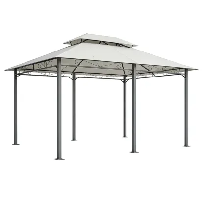 Pavillon de jardin en acier avec toit en polyester imperméable blanc-Mobexaro