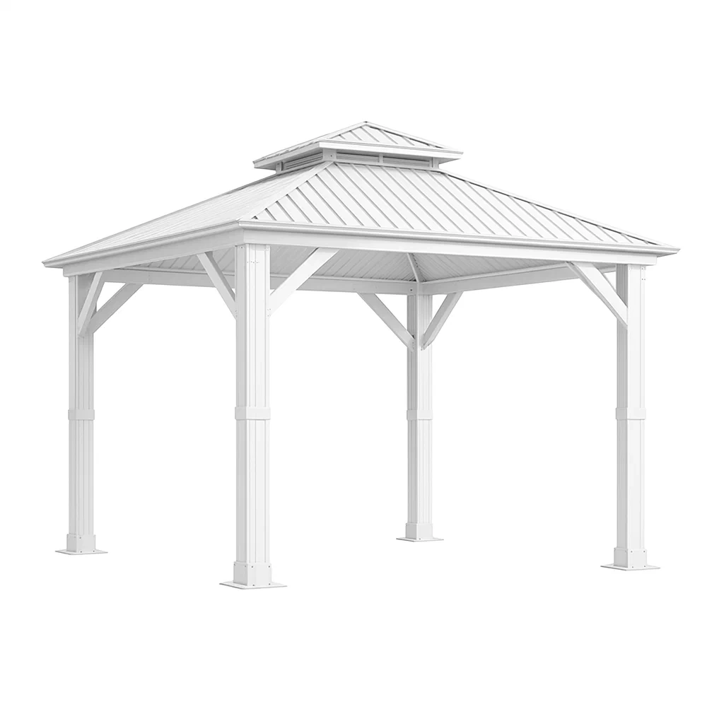 Pavillon en aluminium blanc avec toit penté-Mobexaro