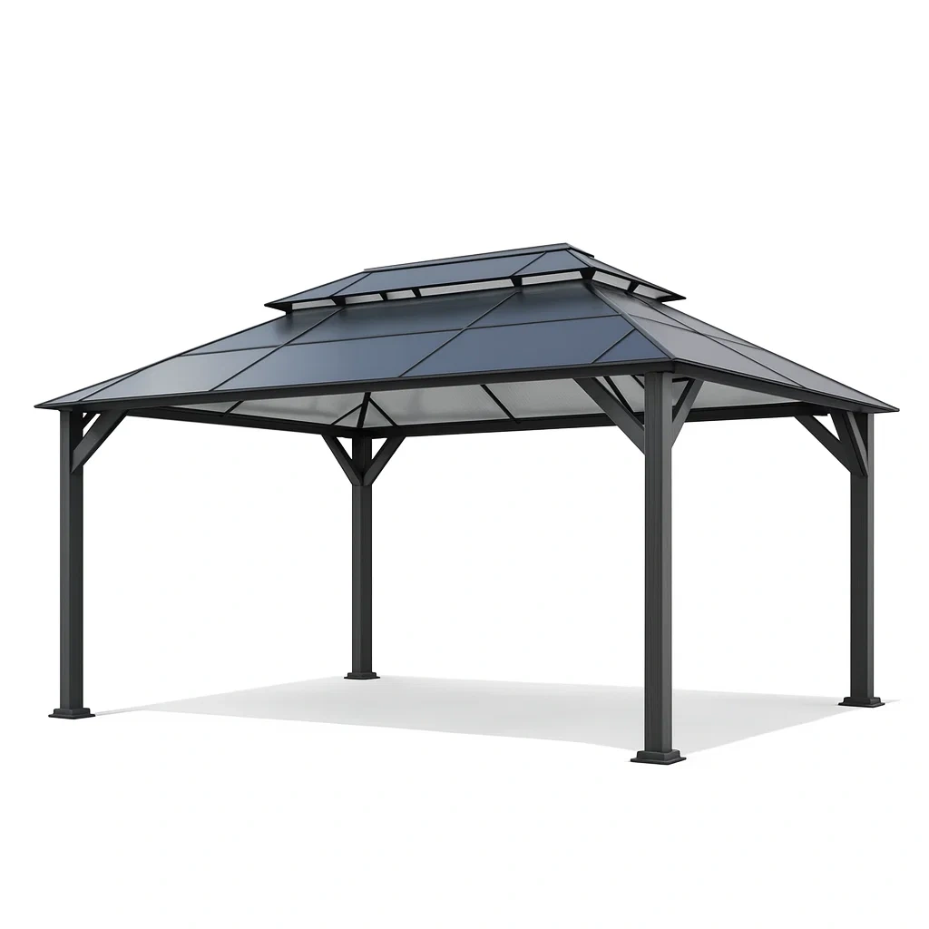 Pavillon de jardin en aluminium avec toit en polycarbonate gris-Mobexaro