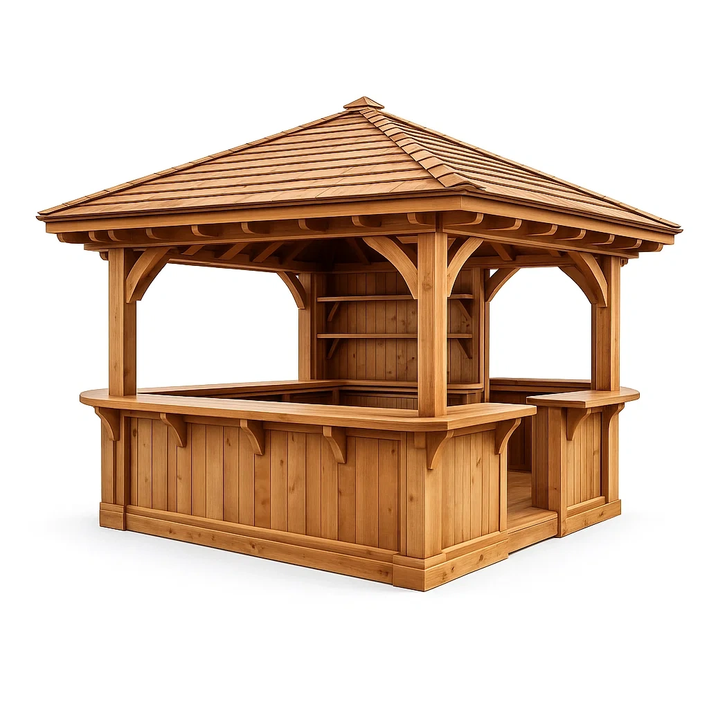 Pavillon de jardin avec bar en bois massif de cèdre 300x300x250 cm-Mobexaro