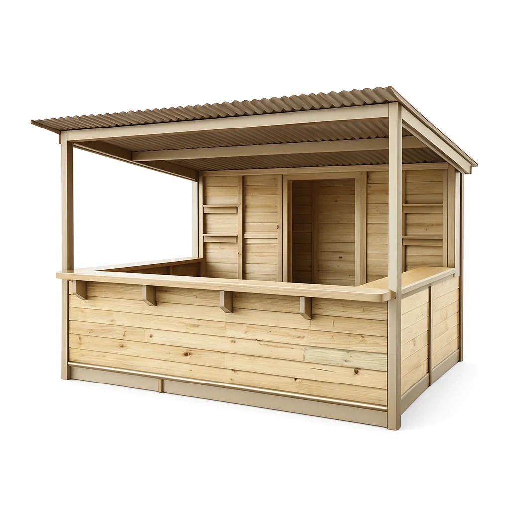Pavillon de jardin avec bar en bois toit métal ondulé-Mobexaro