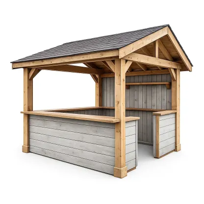 Pavillon de jardin avec bar en bois avec toit en bardeaux 260x200x240 cm gris/naturel-Mobexaro