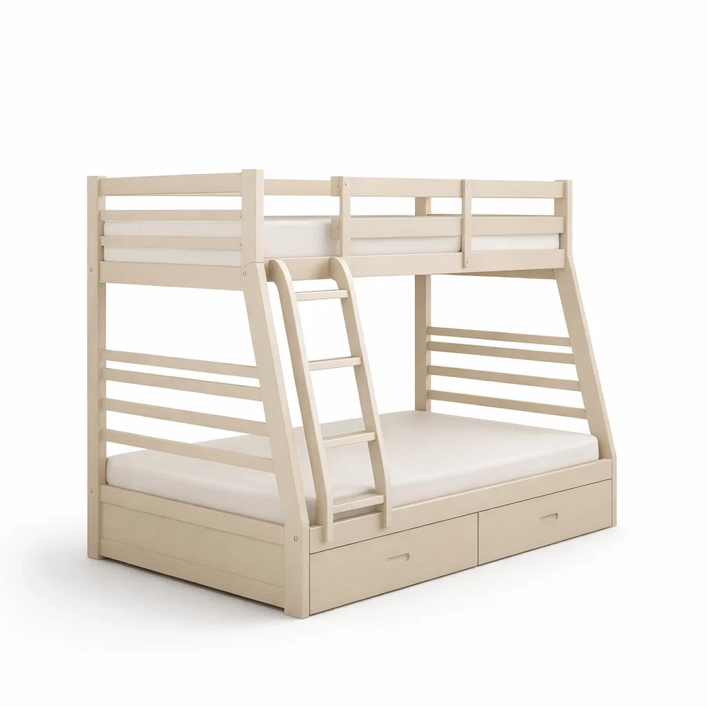 Lit superposé en bois avec tiroirs de rangement 200x140x175 cm beige-Mobexaro