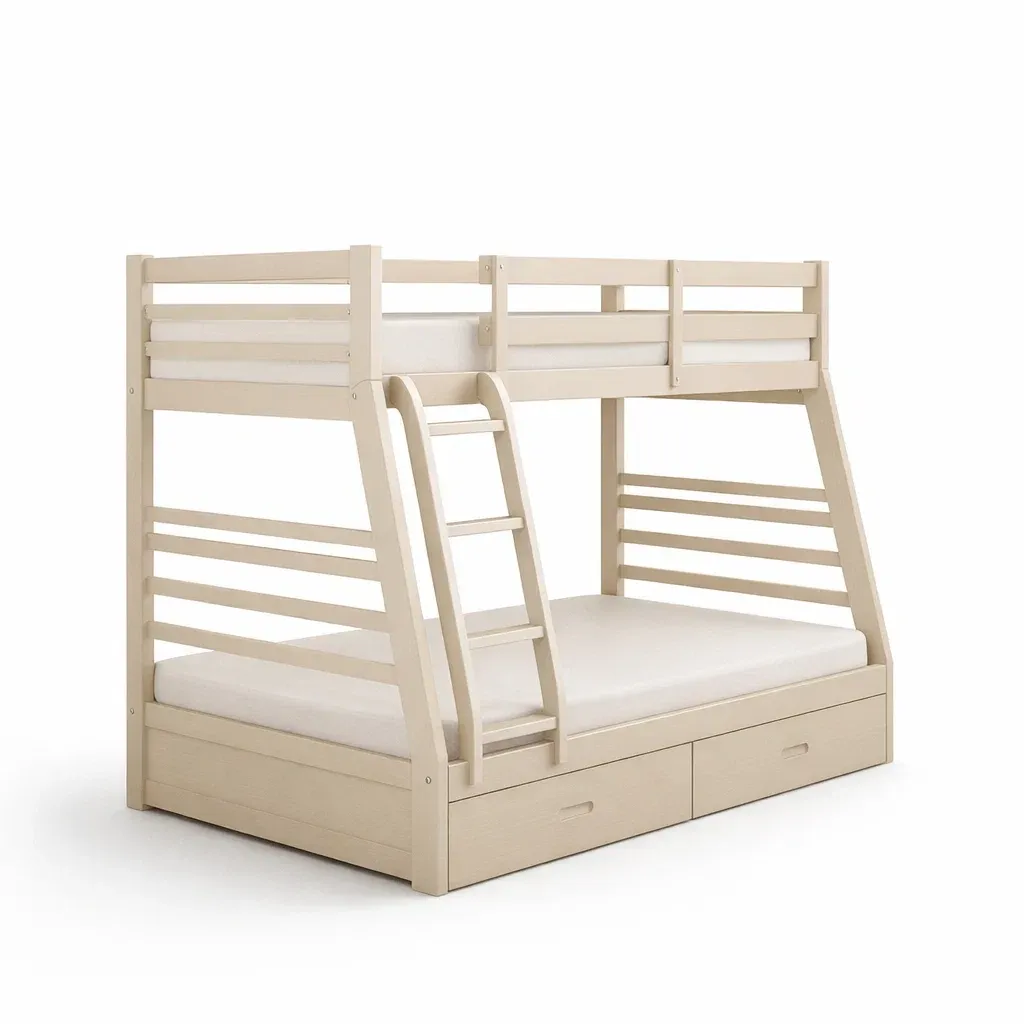 Lit superposé en bois avec tiroirs de rangement 200x140x175 cm beige-Mobexaro