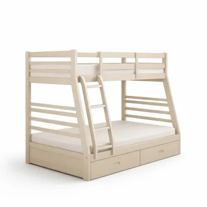 Lit superposé en bois avec tiroirs de rangement 200x140x175 cm beige-Mobexaro