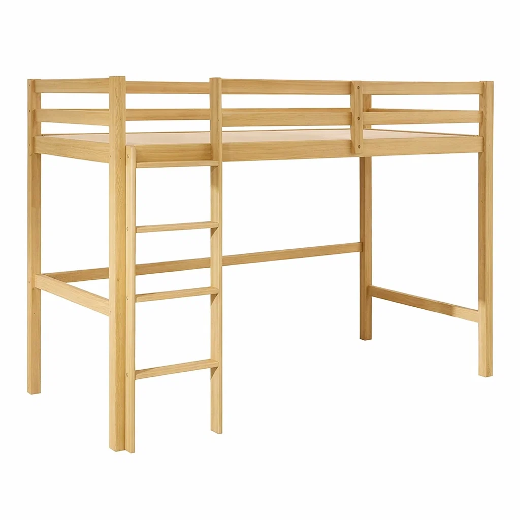 Lit mezzanine bois massif échelle intégrée-Mobexaro