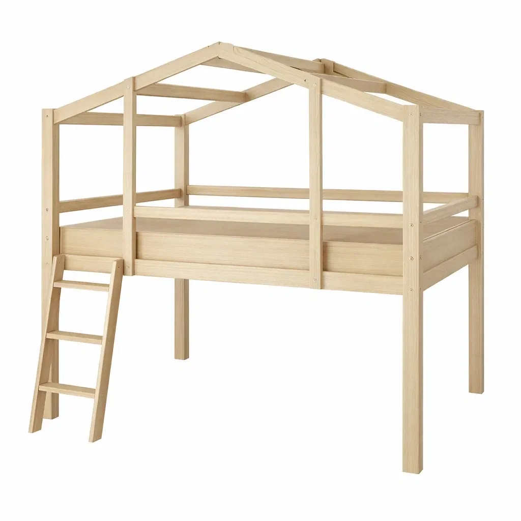 Lit mezzanine en bois de pin 208x98x191 cm naturel-Mobexaro