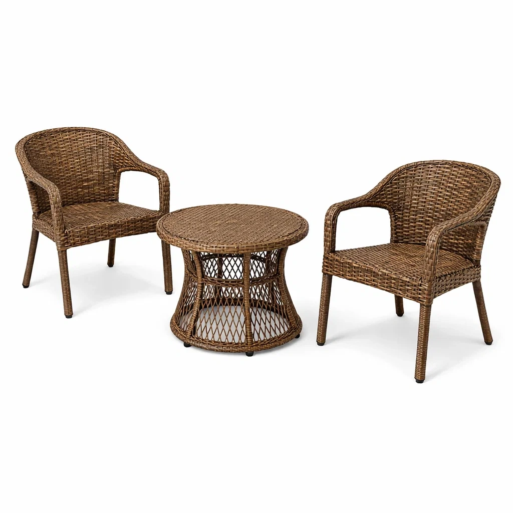 Petit salon de jardin en résine tressée marron-MOBETTE