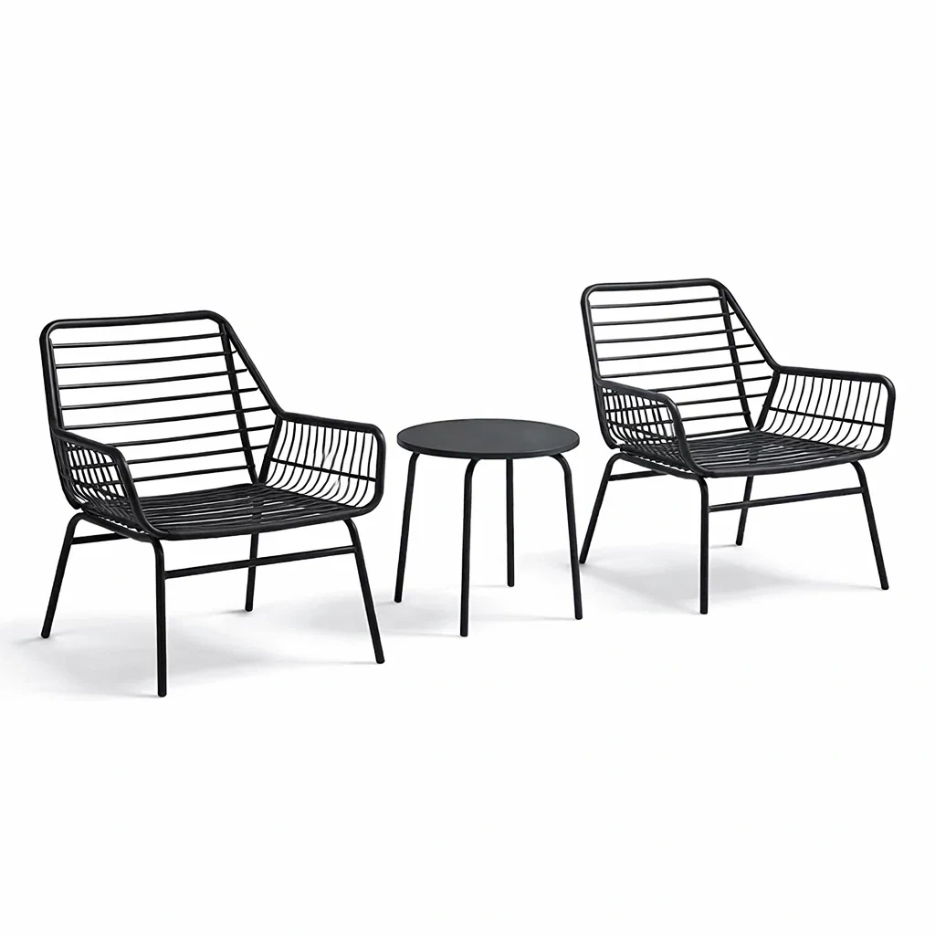 Petit salon de jardin en acier noir-MOBETTE