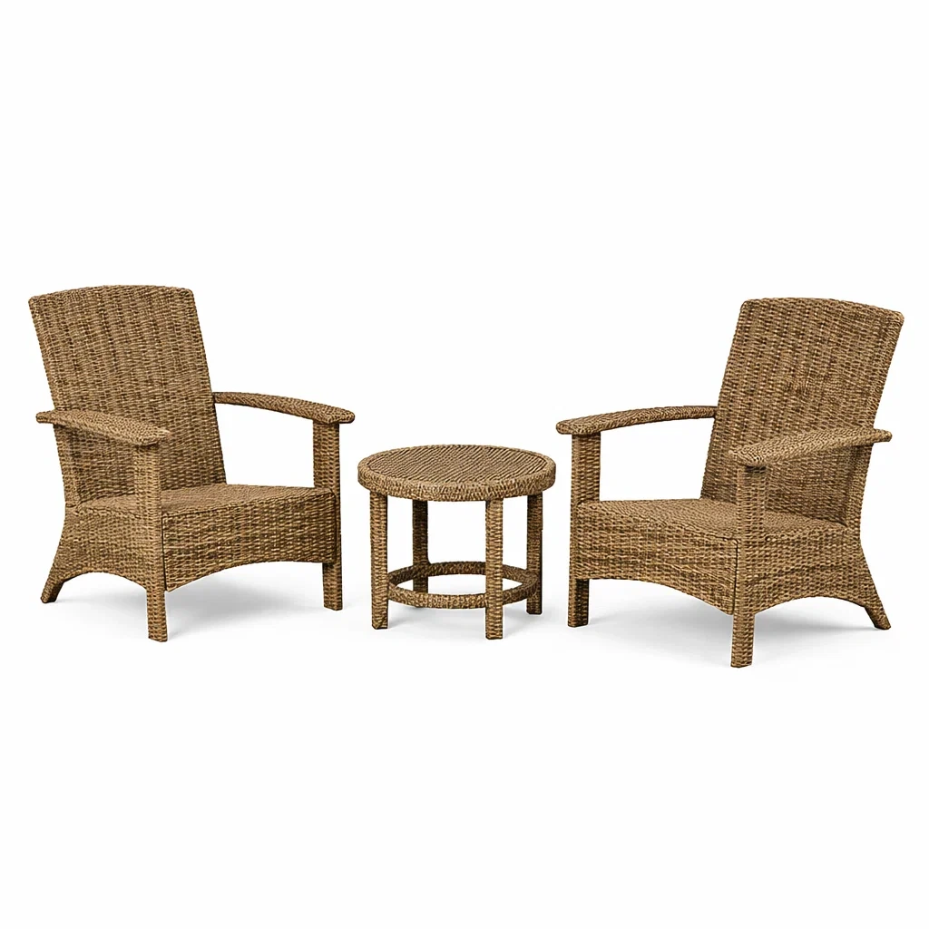 Petit salon de jardin en rotin synthétique 3 pièces marron-MOBETTE