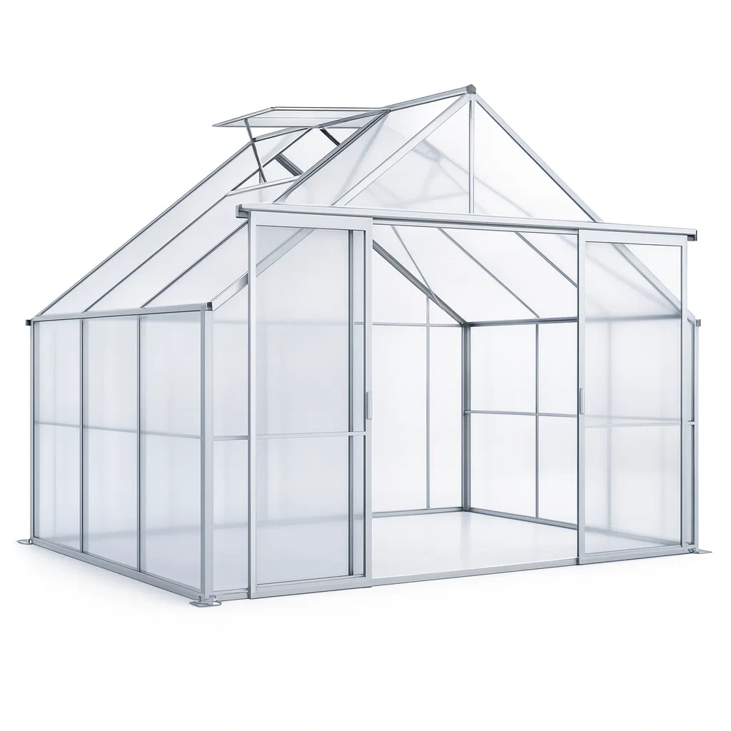 Serre en aluminium et polycarbonate argent 190x190x195 cm-MOBETTE