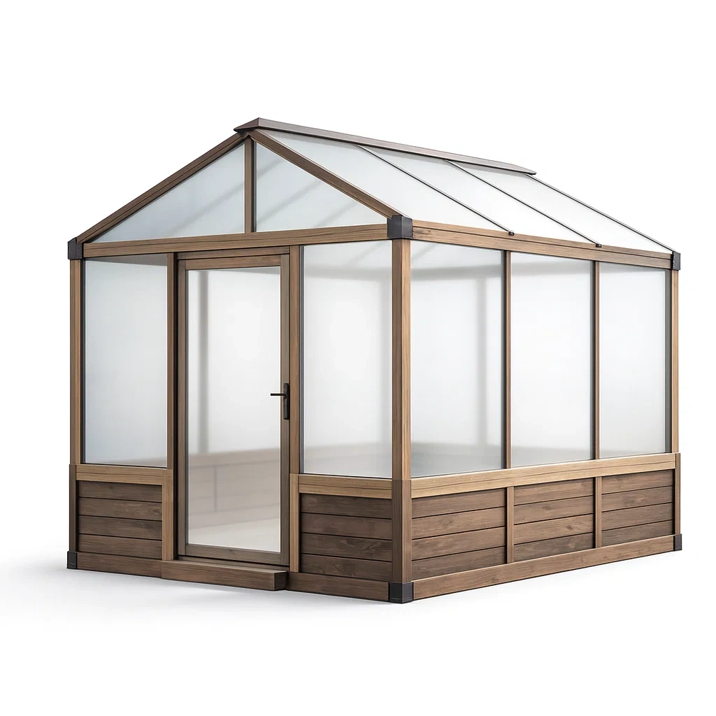 Serre en bois et polycarbonate 300x200x220 cm brun-MOBETTE