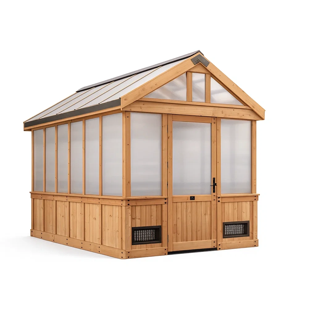 Serre en bois et polycarbonate naturel pour jardin 250x150x220 cm-MOBETTE