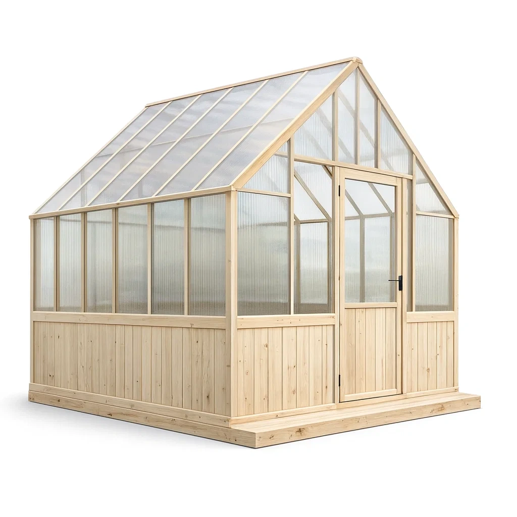 Serre en polycarbonate avec cadre en bois d'épinette 240x180x210 cm-MOBETTE