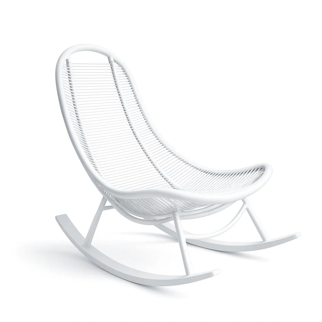 Rocking-chair en métal et résine blanc 81x60x90 cm-MOBETTE