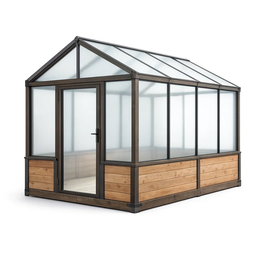 Serre de jardin en aluminium et polycarbonate avec bois 300x200x250 cm gris-MOBETTE