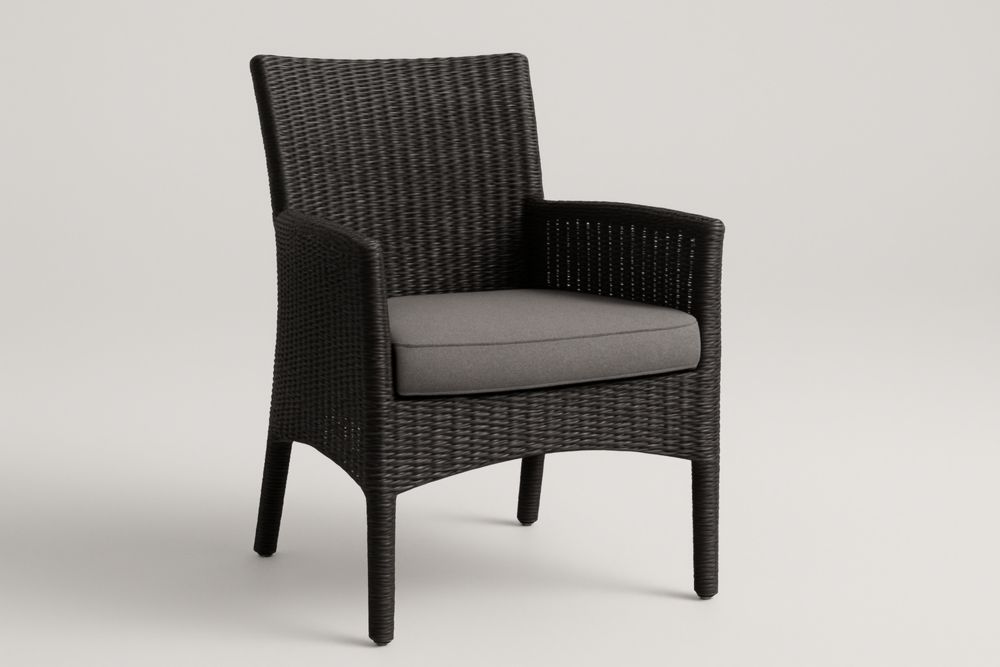 Sedia da giardino in rattan sintetico con cuscino grigio