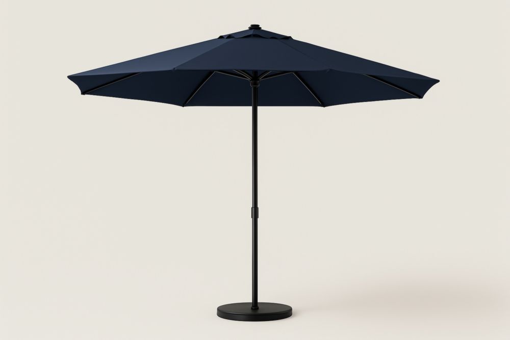 Ombrellone da Giardino Rotondo in Poliestere Blu Scuro con Telaio in Alluminio