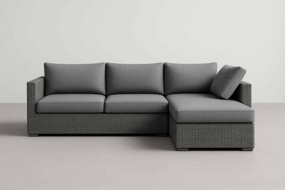Divano angolare da giardino in rattan sintetico grigio
