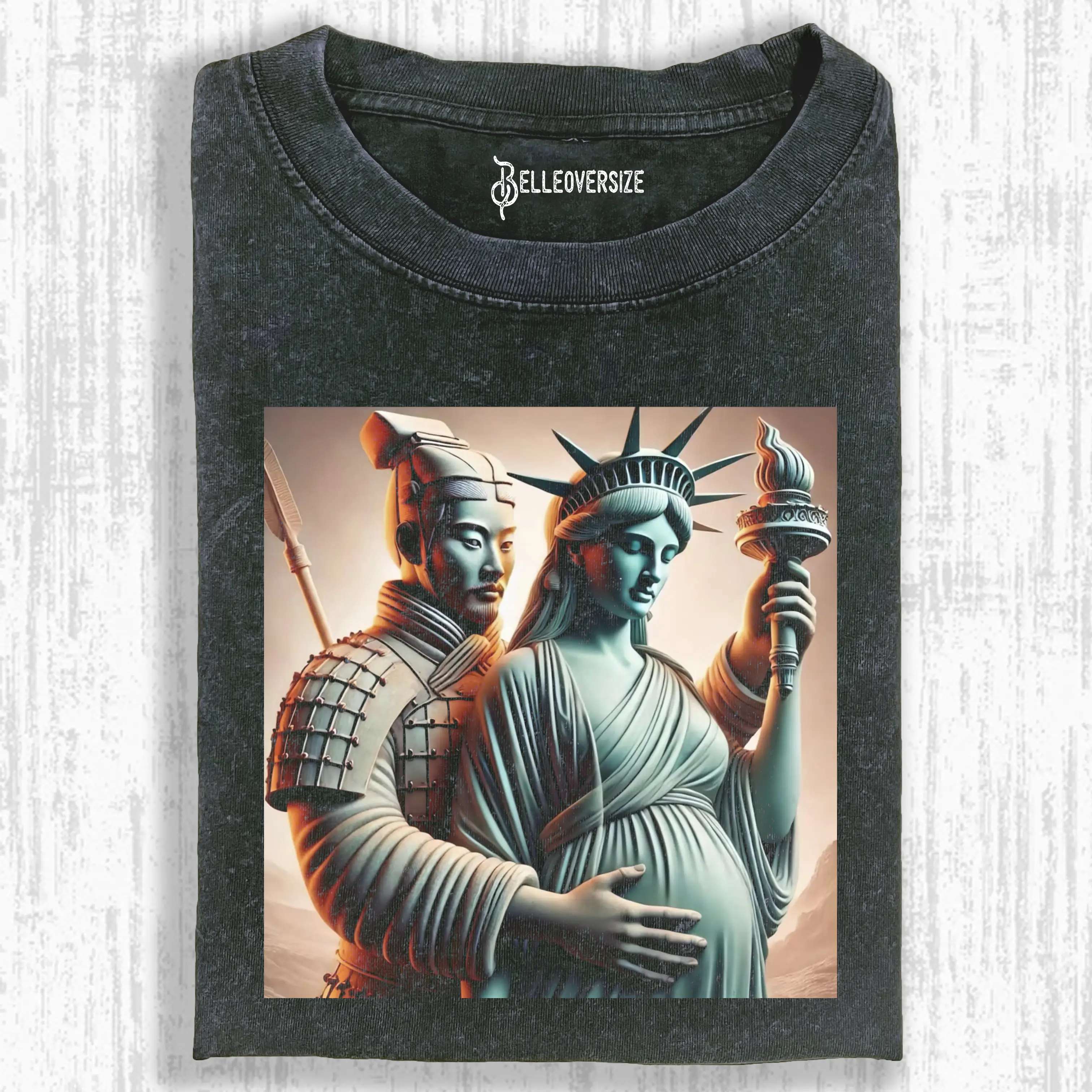 TERRACOTTA ARMY &  STATUE OF LIBERTY  T-SHIRT