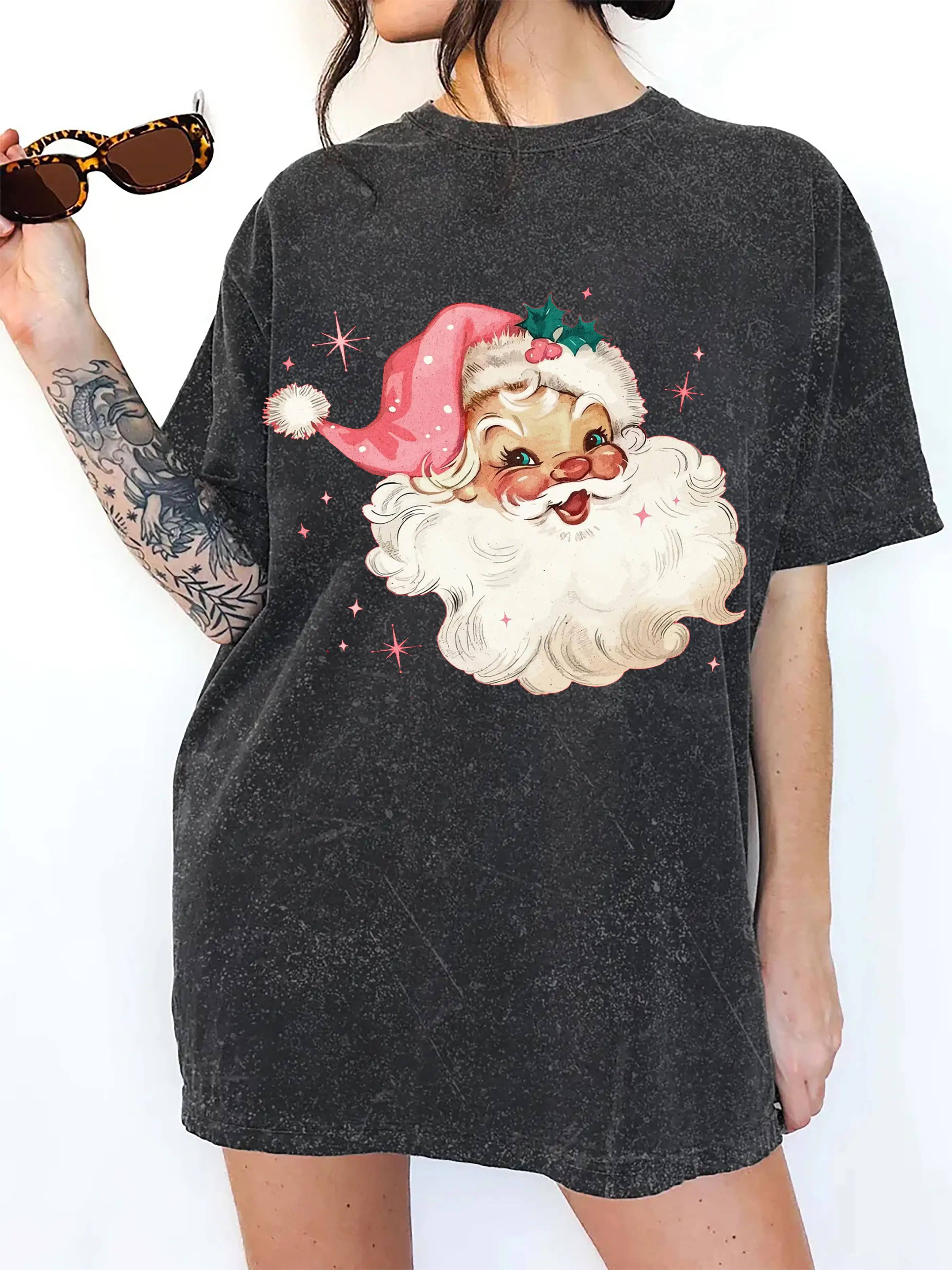 PINK SANTA RETRO CHRISTMAS T-SHIRTS