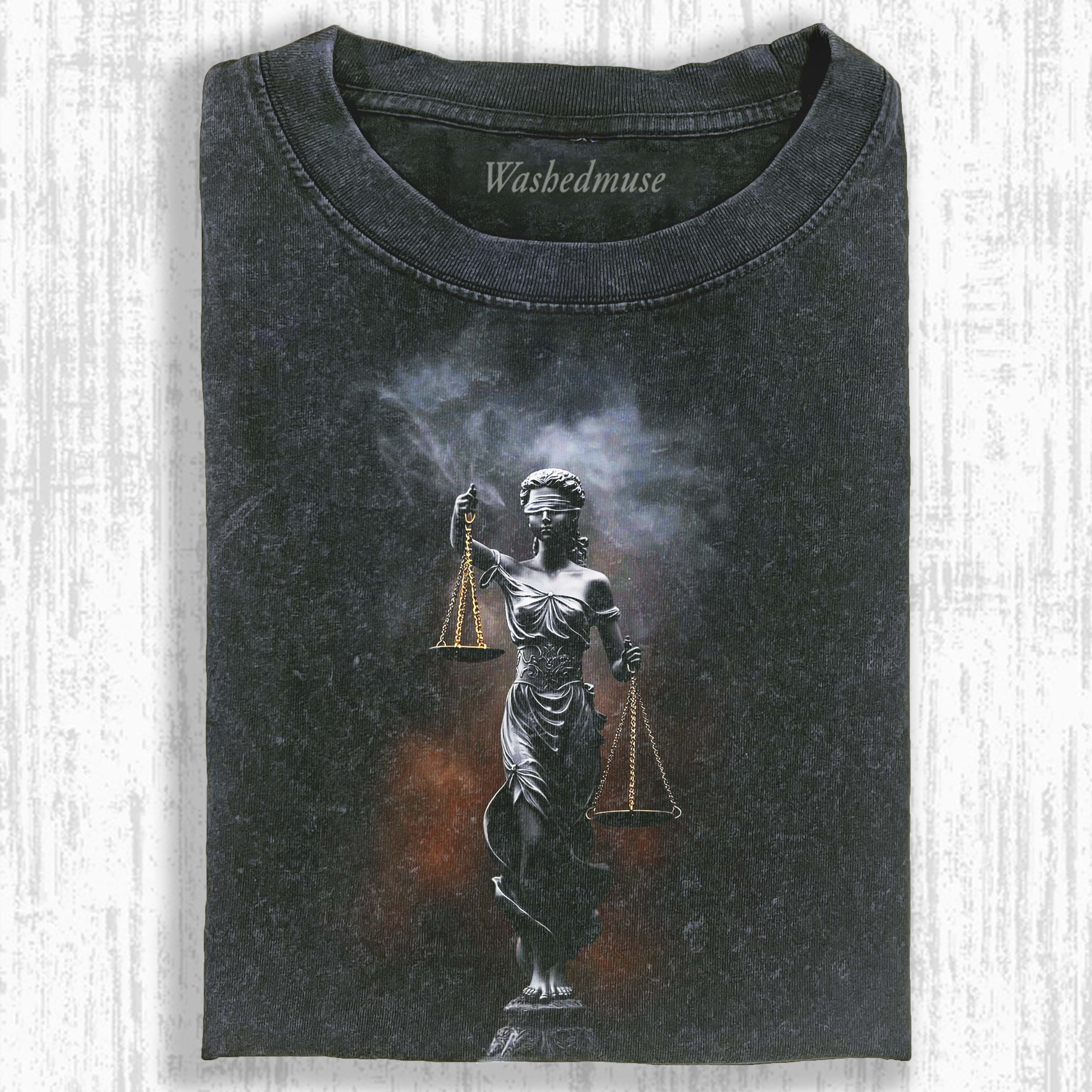 DARK STATUE LADY JUSTICE T-SHIRT