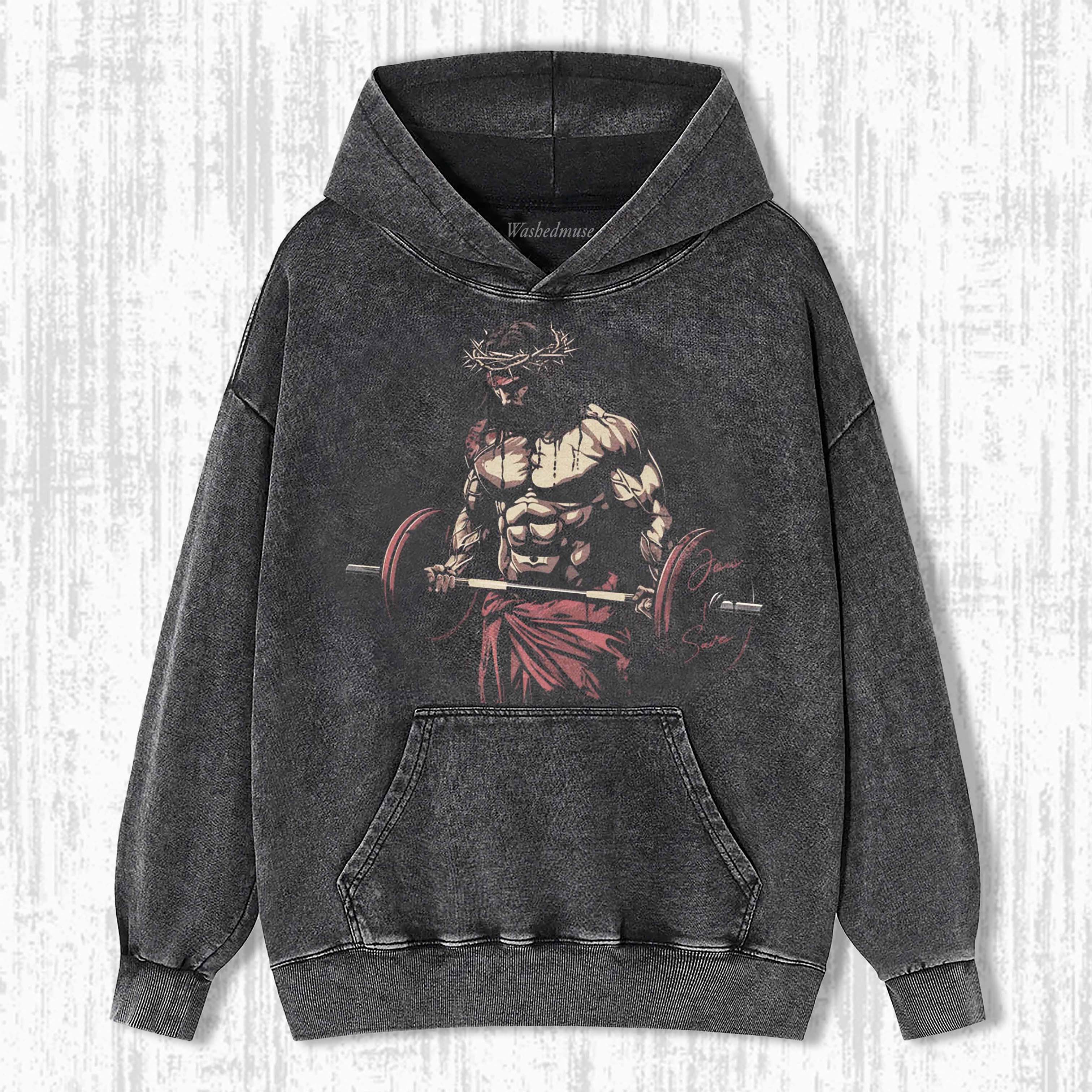 RETRO JESUS FITNESS ENTHUSIAST HOODIE 
