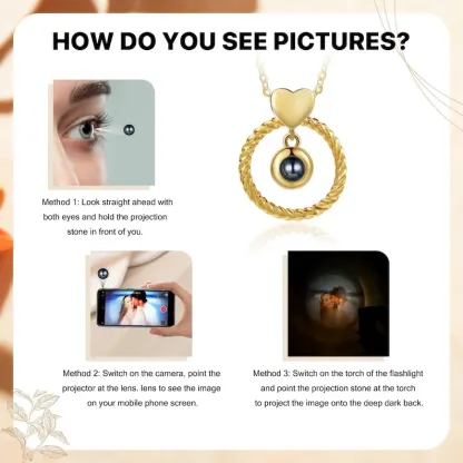 Custom Photo Projection Necklace Memorial Picture Jewelry Pet Family Photo Necklace Wedding Birthday Graduation Valentines Gift for Her