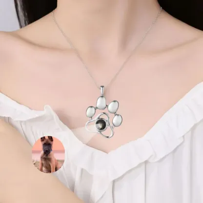 Personalized Cat Paw Colorful Photo Projection Necklace Copper