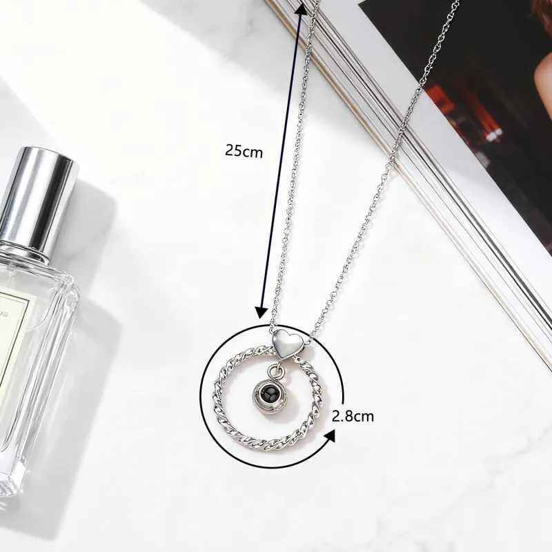 Custom Photo Projection Necklace Memorial Picture Jewelry Pet Family Photo Necklace Wedding Birthday Graduation Valentines Gift for Her