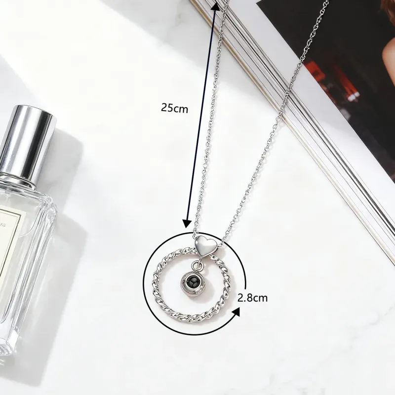 Custom Photo Projection Necklace Memorial Picture Jewelry Pet Family Photo Necklace Wedding Birthday Graduation Valentines Gift for Her