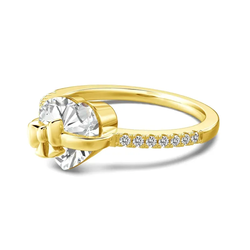 Heart Bow Ring Sterling Silver Ring Zircon Ring Gift For Her Valentines Gift