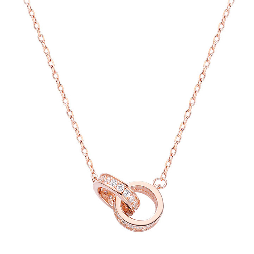 Double Ring Necklace with Message Card Personalized Birthday Gift for Lover