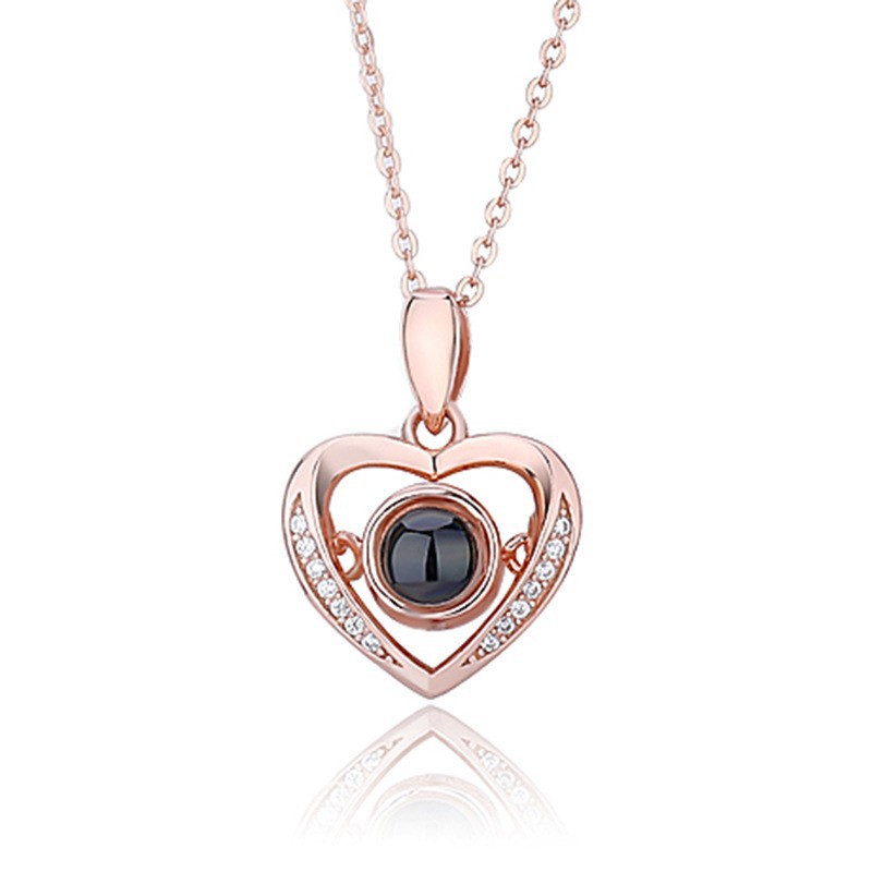 Personalized Heart Projection Necklace with 