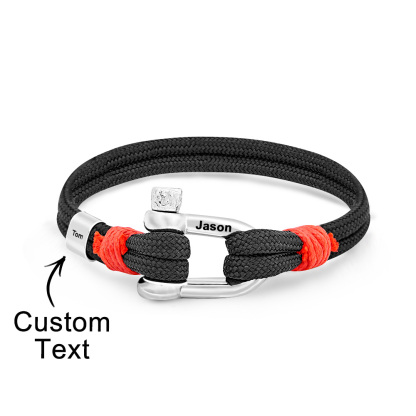 Personalized Anchor Buckle Bracelet with Engraved 1-8 Family Names Bracelet Birthday Gift for Men