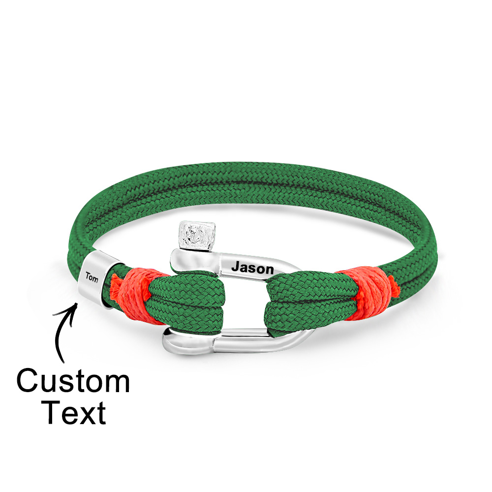 Personalized Anchor Buckle Bracelet with Engraved 1-8 Family Names Bracelet Birthday Gift for Men