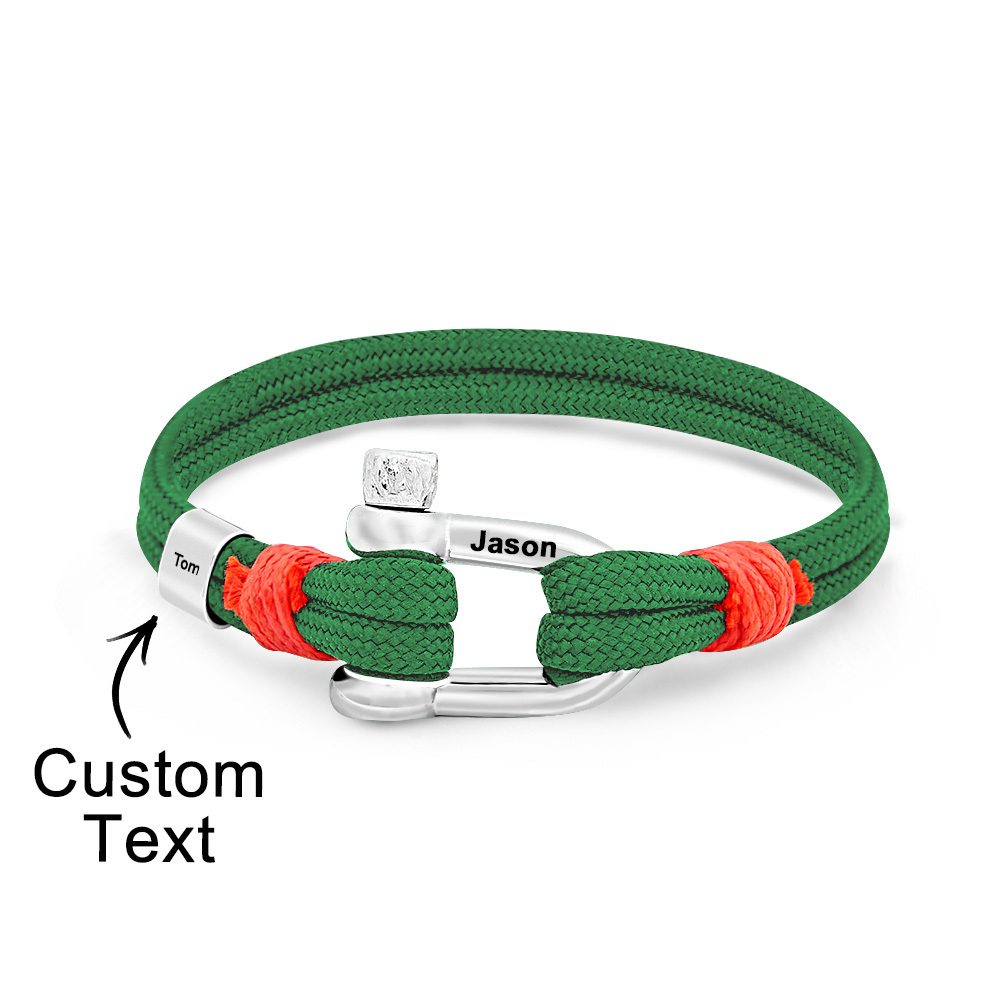 Personalized Anchor Buckle Bracelet with Engraved 1-8 Family Names Bracelet Birthday Gift for Men