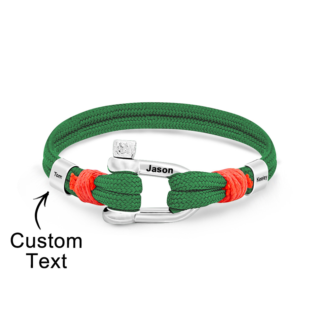 Personalized Anchor Buckle Bracelet with Engraved 1-8 Family Names Bracelet Birthday Gift for Men