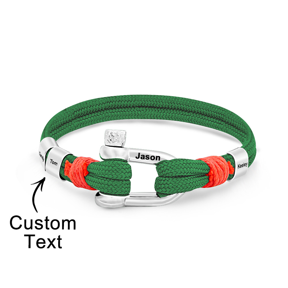 Personalized Anchor Buckle Bracelet with Engraved 1-8 Family Names Bracelet Birthday Gift for Men