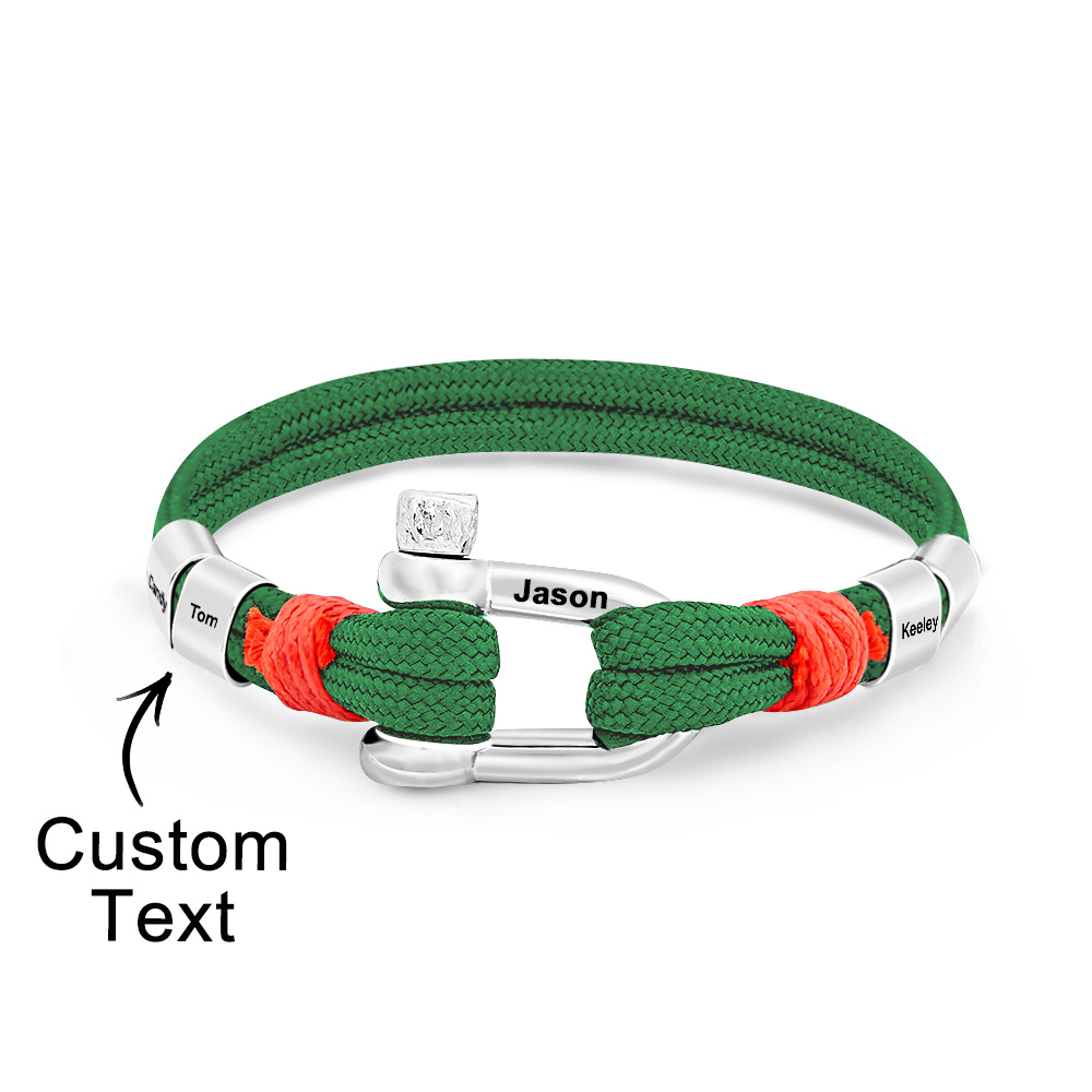 Personalized Anchor Buckle Bracelet with Engraved 1-8 Family Names Bracelet Birthday Gift for Men