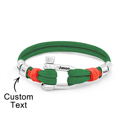 Personalized Anchor Buckle Bracelet with Engraved 1-8 Family Names Bracelet Birthday Gift for Men