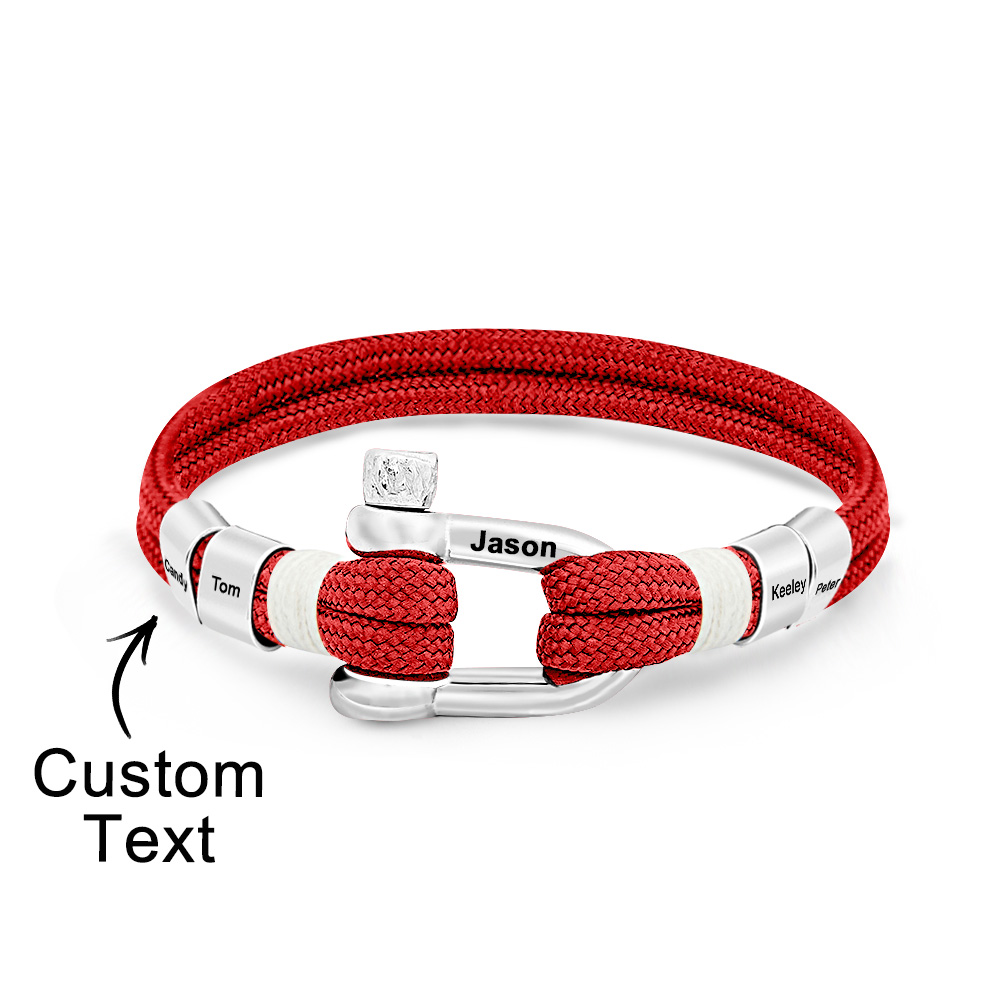 Personalized Anchor Buckle Bracelet with Engraved 1-8 Family Names Bracelet Birthday Gift for Men